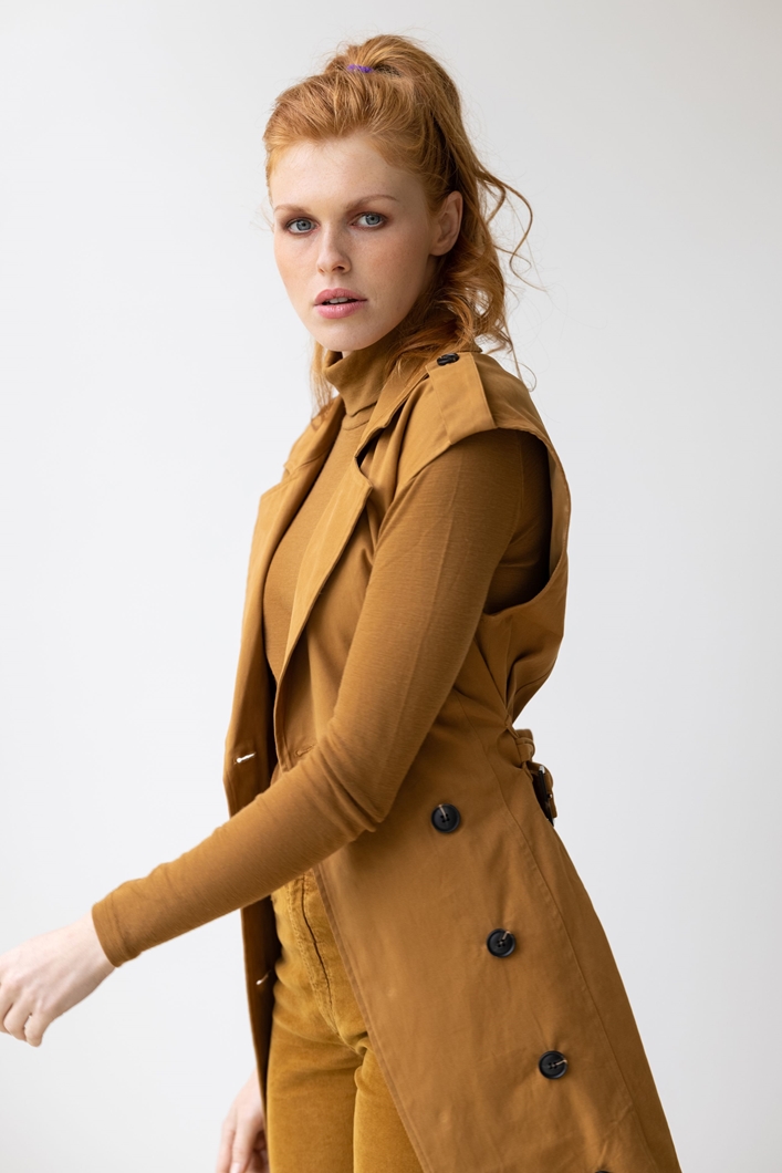 Isabelle jurk bruin open-4